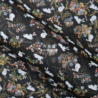 Gold Brocade - Rabbit Fabric Black Polyester