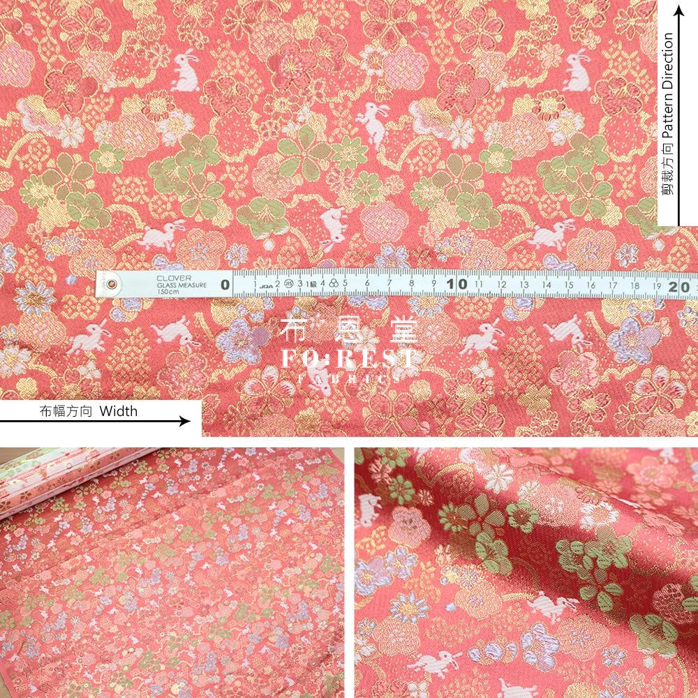 Gold Brocade - Rabbit Kinran Fabric L.orange Polyester