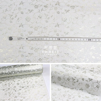 Gold Brocade - Rose vine fabric White - FO:REST Fabric 布恩堂Liberty fabrictana lawnjapanese fabricykk zipper