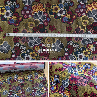 Gold Brocade - Sakura fabric BLACK - FO:REST Fabric 布恩堂Liberty fabrictana lawnjapanese fabricykk zipper