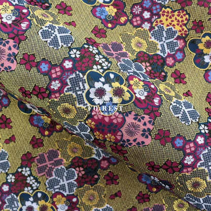 Gold Brocade - Sakura fabric BLACK - FO:REST Fabric 布恩堂Liberty fabrictana lawnjapanese fabricykk zipper