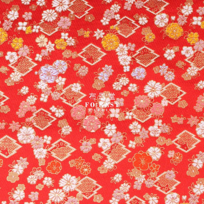 Gold Brocade - Sakura fabric Red - FO:REST Fabric 布恩堂Liberty fabrictana lawnjapanese fabricykk zipper