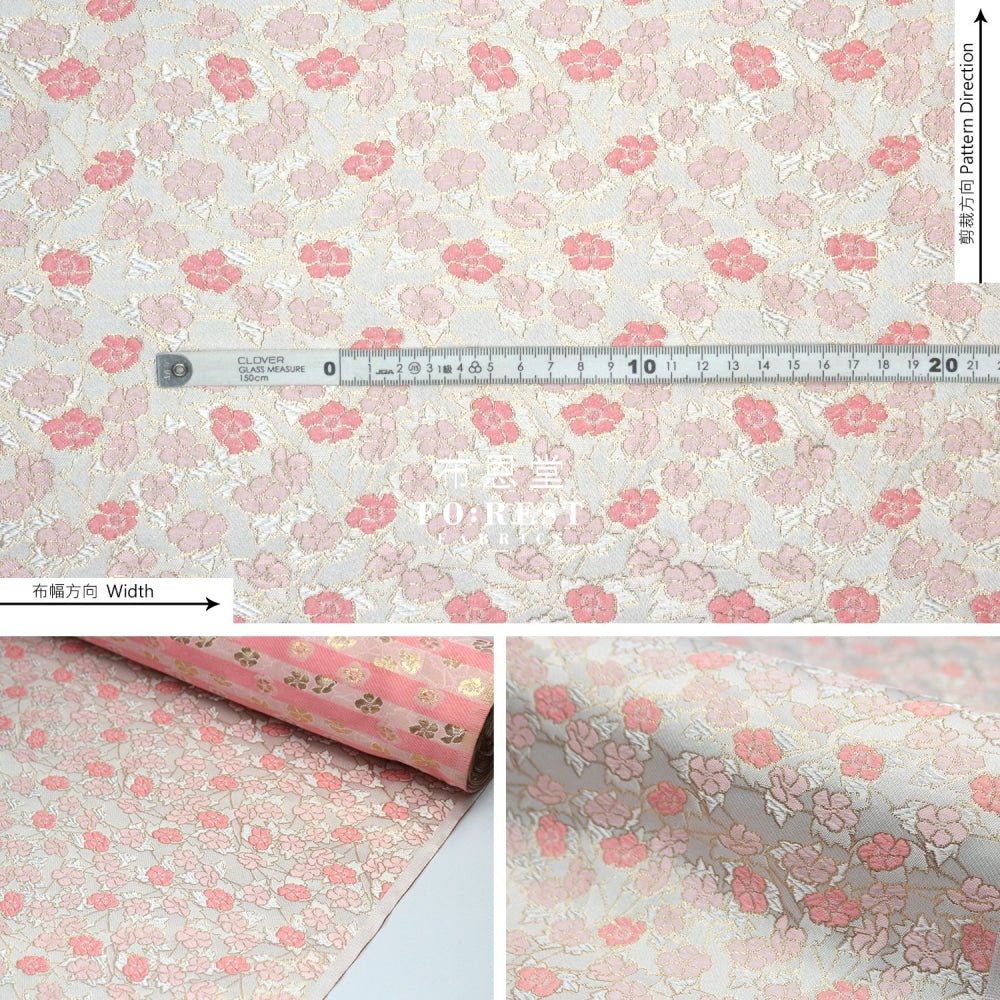 Gold Brocade - Sakura kaleidoscope 萬花筒 fabric White - FO:REST Fabric 布恩堂Liberty fabrictana lawnjapanese fabricykk zipper