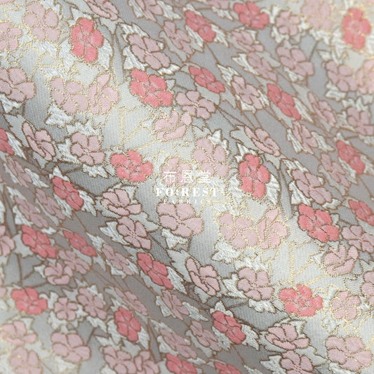 Gold Brocade - Sakura Kaleidoscope Fabric White Polyester