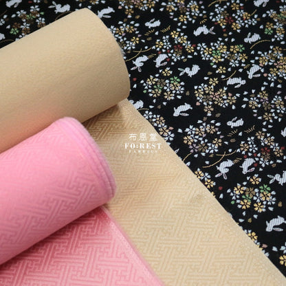 Gold Brocade - Sakura Rabbit Fabric Black Polyester