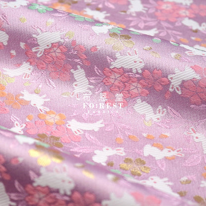 Gold Brocade - Sakura Rabbit Fabric Lightpurple Polyester