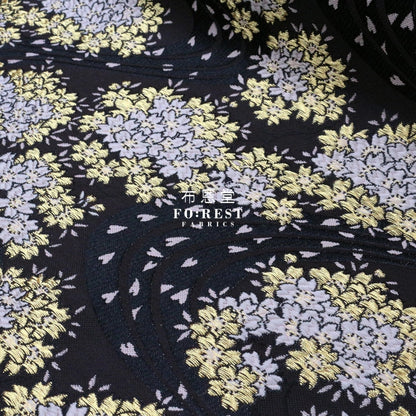 Gold Brocade - Sakura River Fabric Black Polyester