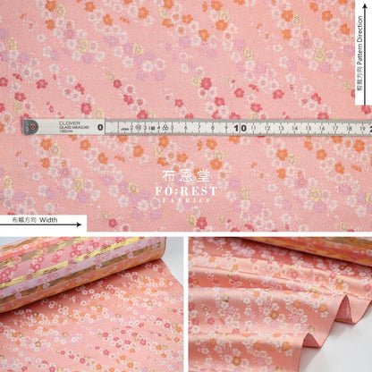Gold Brocade - Sakura River Fabric Pink Polyester