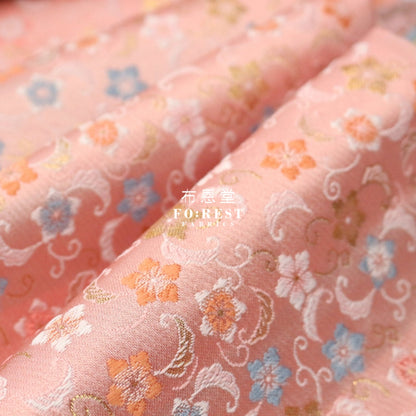 Gold Brocade - Sakura Star Fabric Pink Polyester