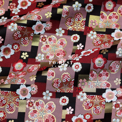 Gold Brocade - Sakura Fabric Black Polyester