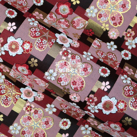 Gold Brocade - Sakura Fabric Black Polyester