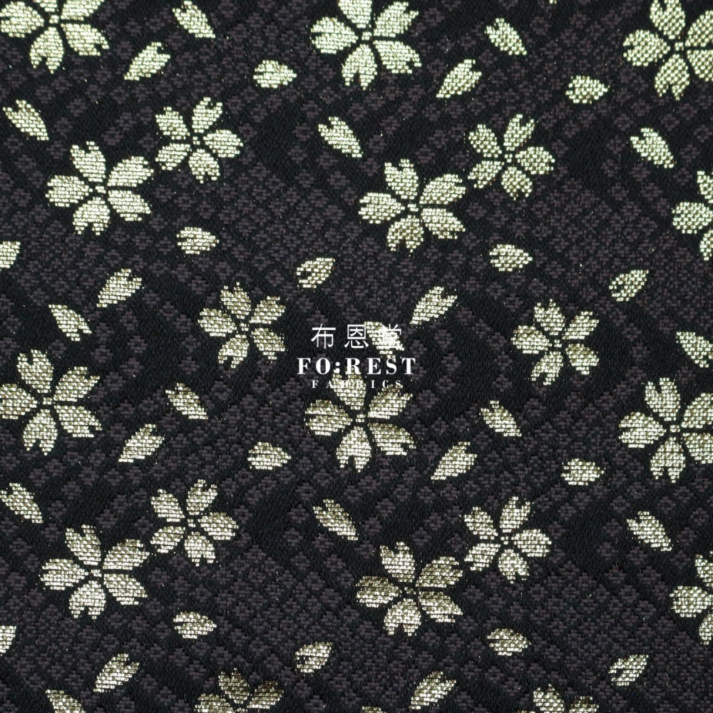 Gold Brocade - Sakura Fabric Blackgold Polyester