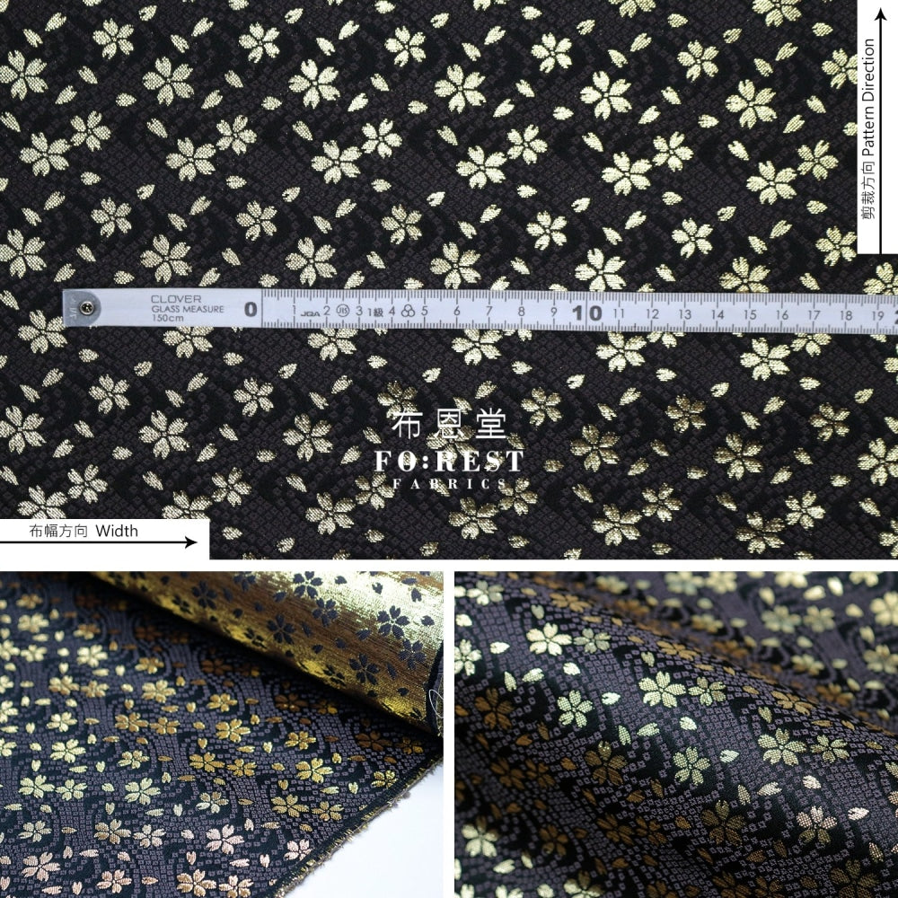 Gold Brocade - Sakura Fabric Blackgold Polyester