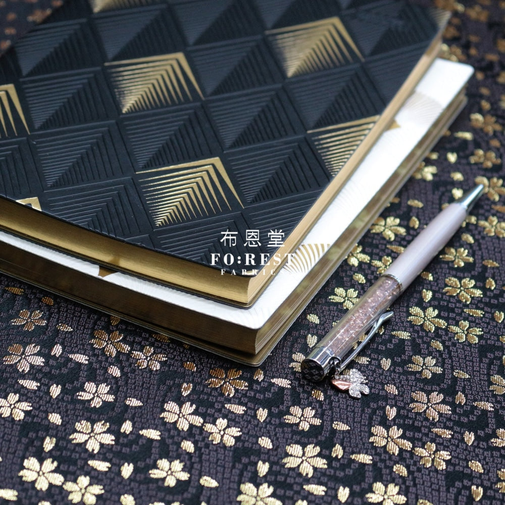 Gold Brocade - Sakura Fabric Blackgold Polyester