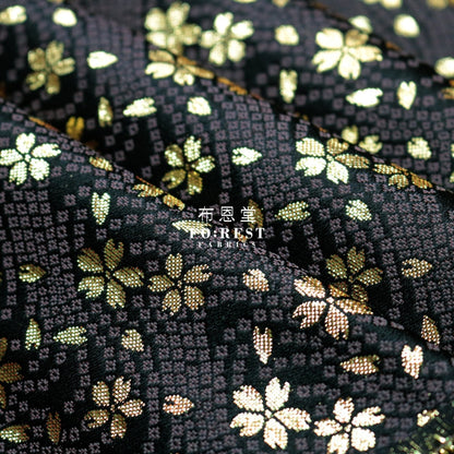 Gold Brocade - Sakura Fabric Blackgold Polyester