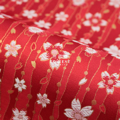 Gold Brocade - Sakura Fabric Red Polyester