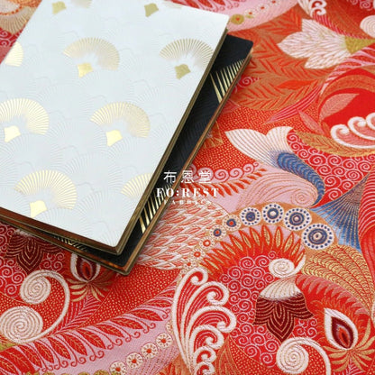 Gold Brocade - Sea fabric RED - FO:REST Fabric 布恩堂Liberty fabrictana lawnjapanese fabricykk zipper