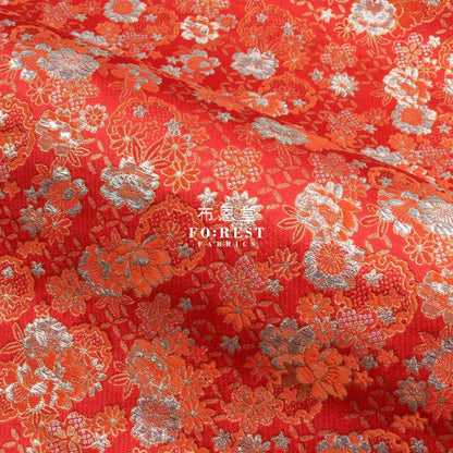 Gold Brocade - SHIPPO Flower KINRAN fabric Red - FO:REST Fabric 布恩堂Liberty fabrictana lawnjapanese fabricykk zipper