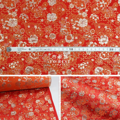 Gold Brocade - SHIPPO Flower KINRAN fabric Red - FO:REST Fabric 布恩堂Liberty fabrictana lawnjapanese fabricykk zipper