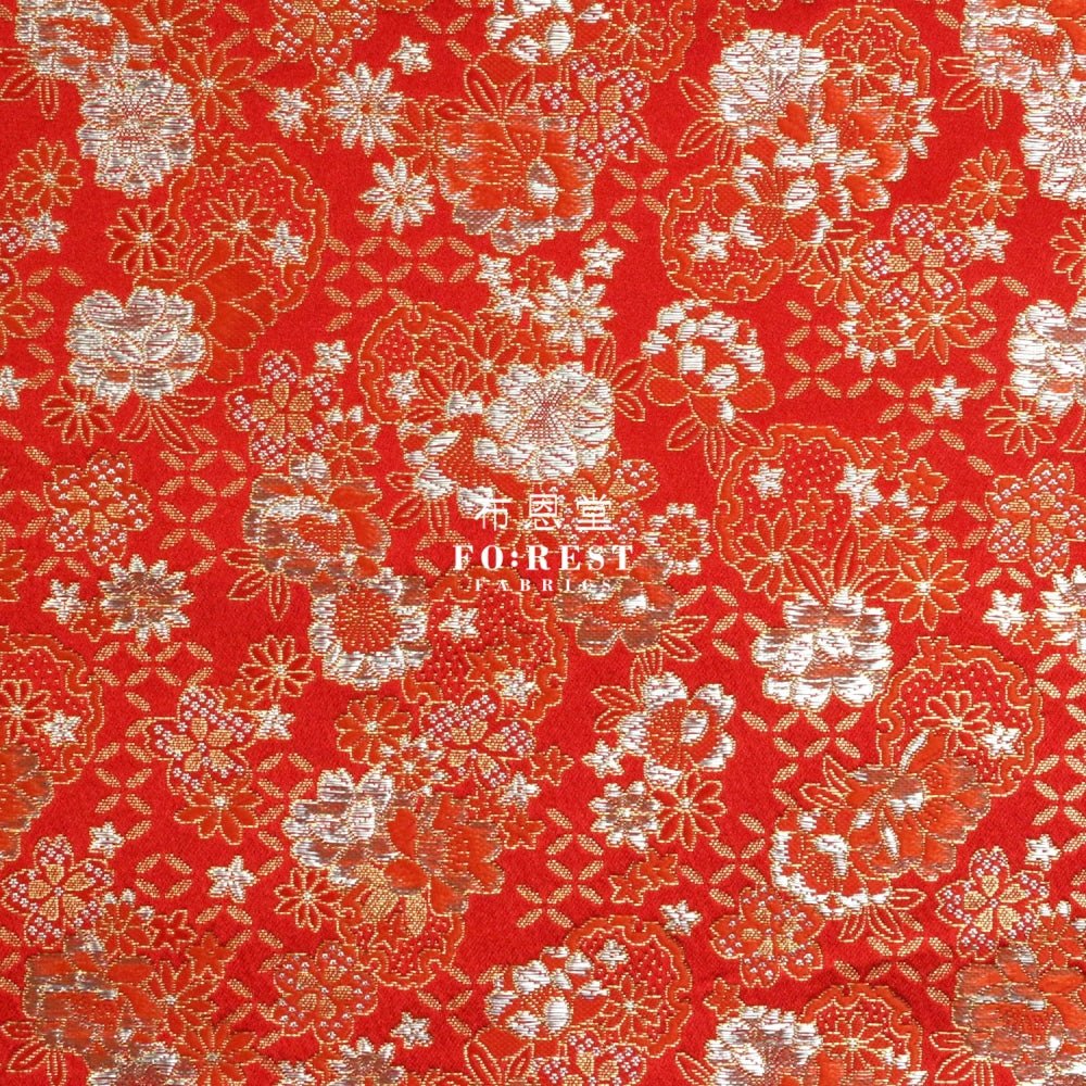 Gold Brocade - SHIPPO Flower KINRAN fabric Red - FO:REST Fabric 布恩堂Liberty fabrictana lawnjapanese fabricykk zipper