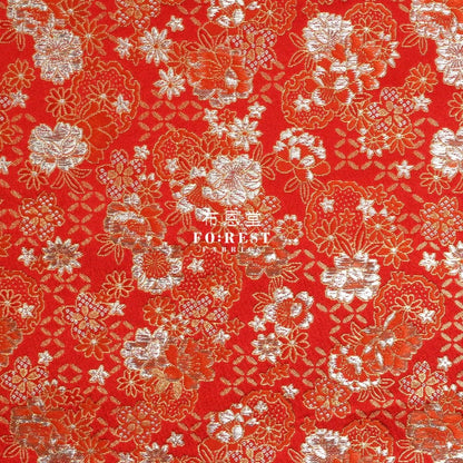 Gold Brocade - SHIPPO Flower KINRAN fabric Red - FO:REST Fabric 布恩堂Liberty fabrictana lawnjapanese fabricykk zipper
