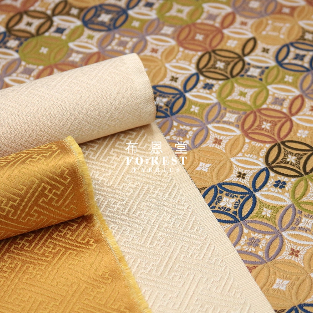 Gold Brocade - Shippo Kinran Fabric Darkgold Polyester