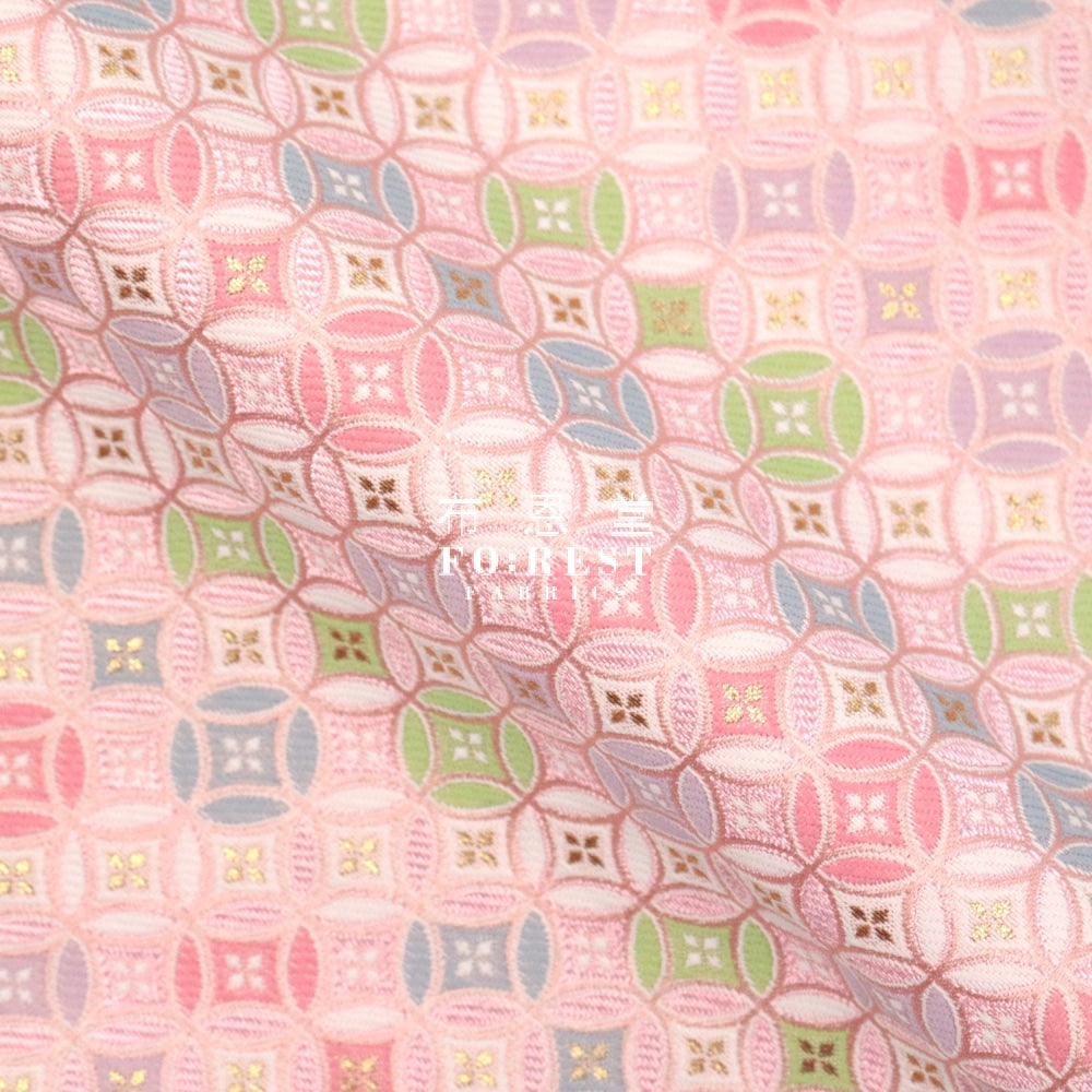 Gold Brocade - Shippo Kinran Fabric Pink Polyester
