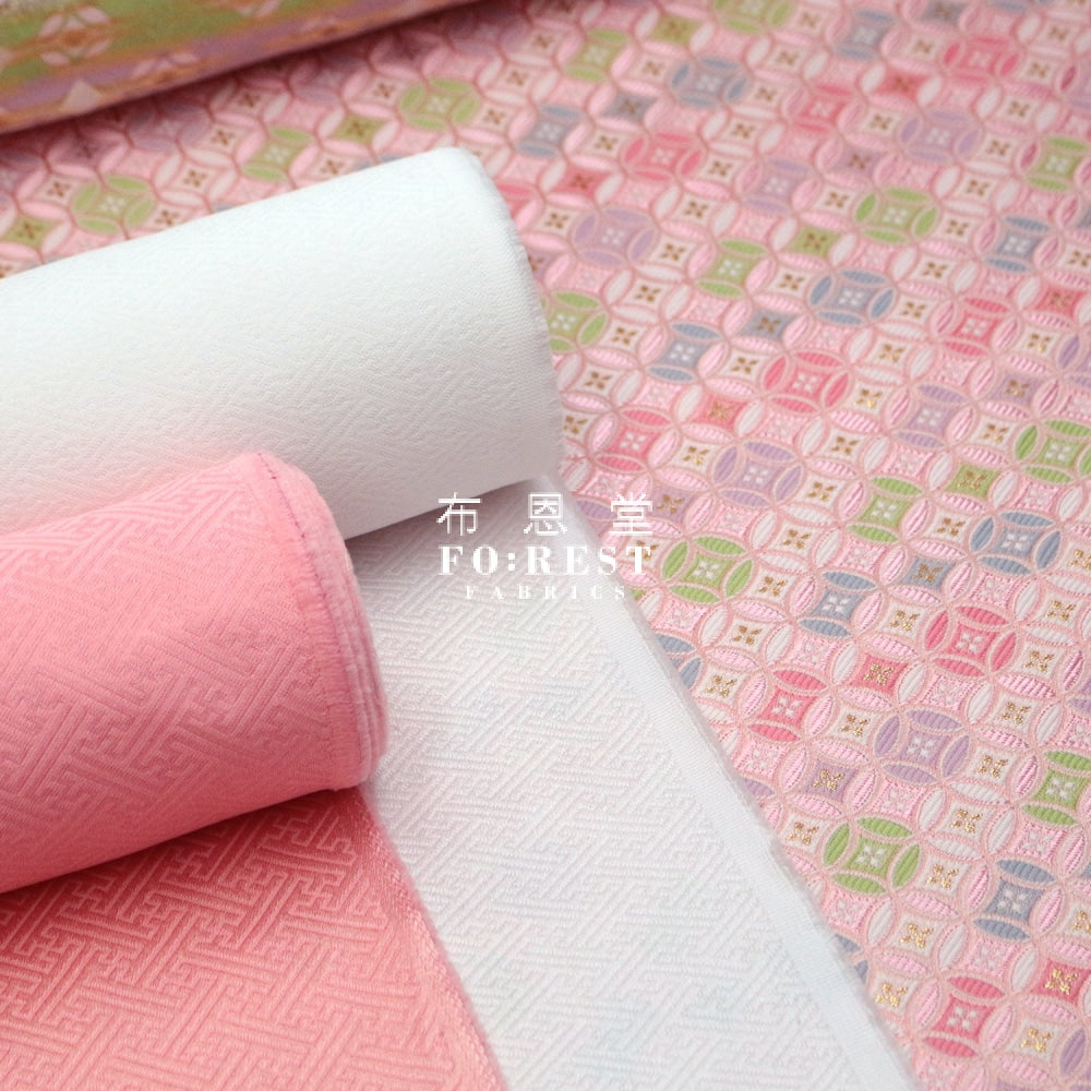 Gold Brocade - Shippo Kinran Fabric Pink Polyester