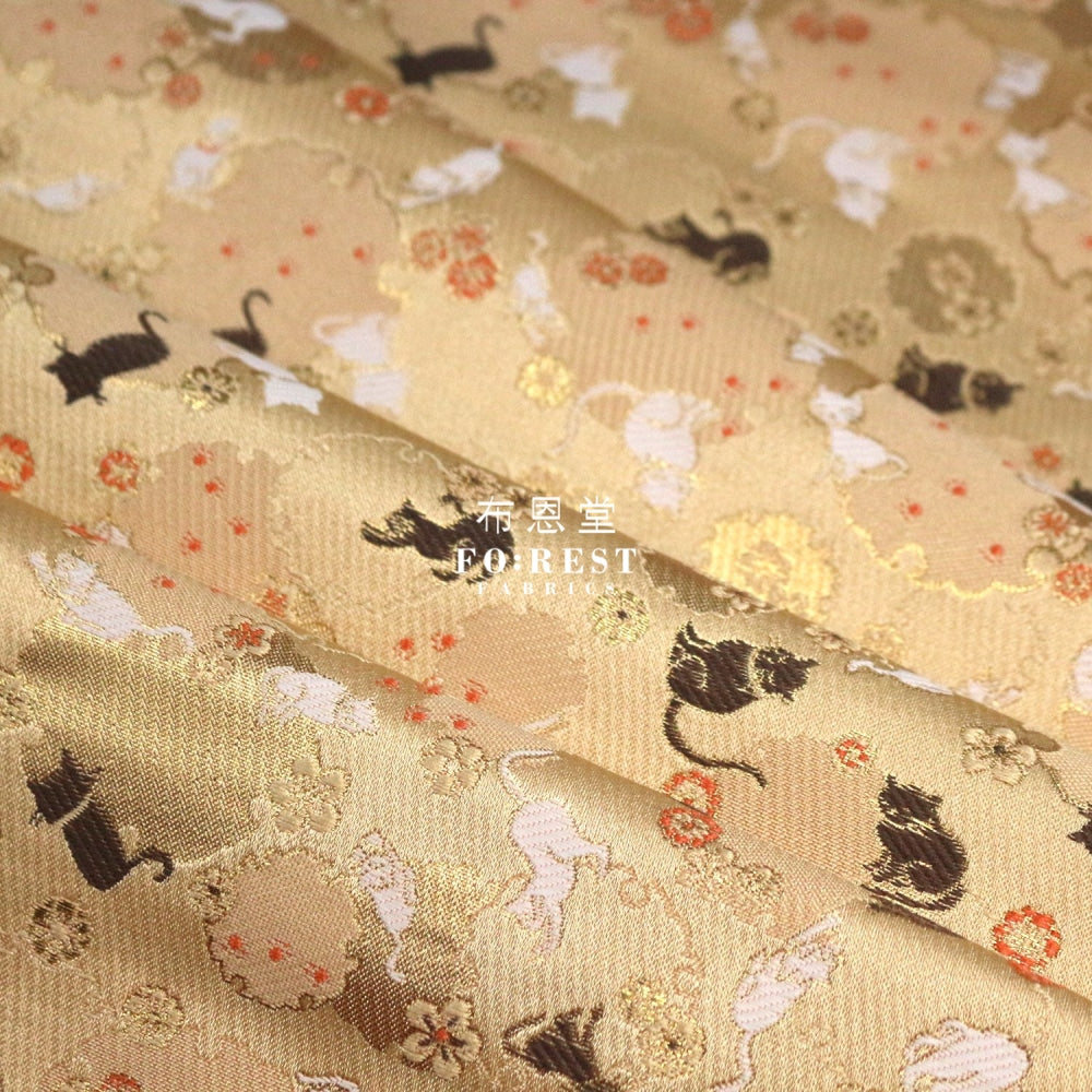 Gold Brocade - Snow Cats Fabric Gold Polyester