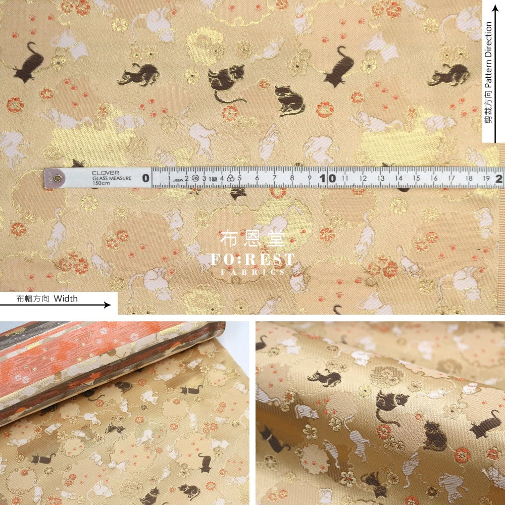 Gold Brocade - Snow Cats Fabric Gold Polyester