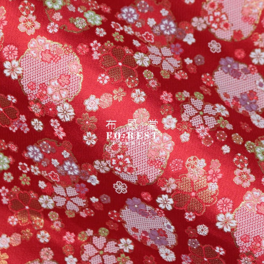 Gold Brocade - Snow 雪輪 fabric Red - FO:REST Fabric 布恩堂Liberty fabrictana lawnjapanese fabricykk zipper