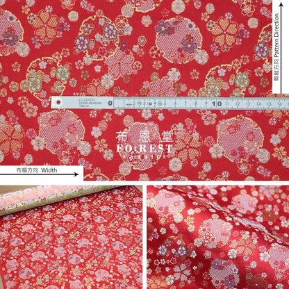 Gold Brocade - Snow 雪輪 fabric Red - FO:REST Fabric 布恩堂Liberty fabrictana lawnjapanese fabricykk zipper