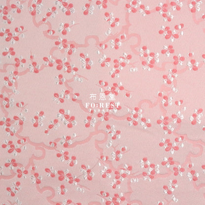 Gold Brocade - Snow Flower Fabric Pink Polyester