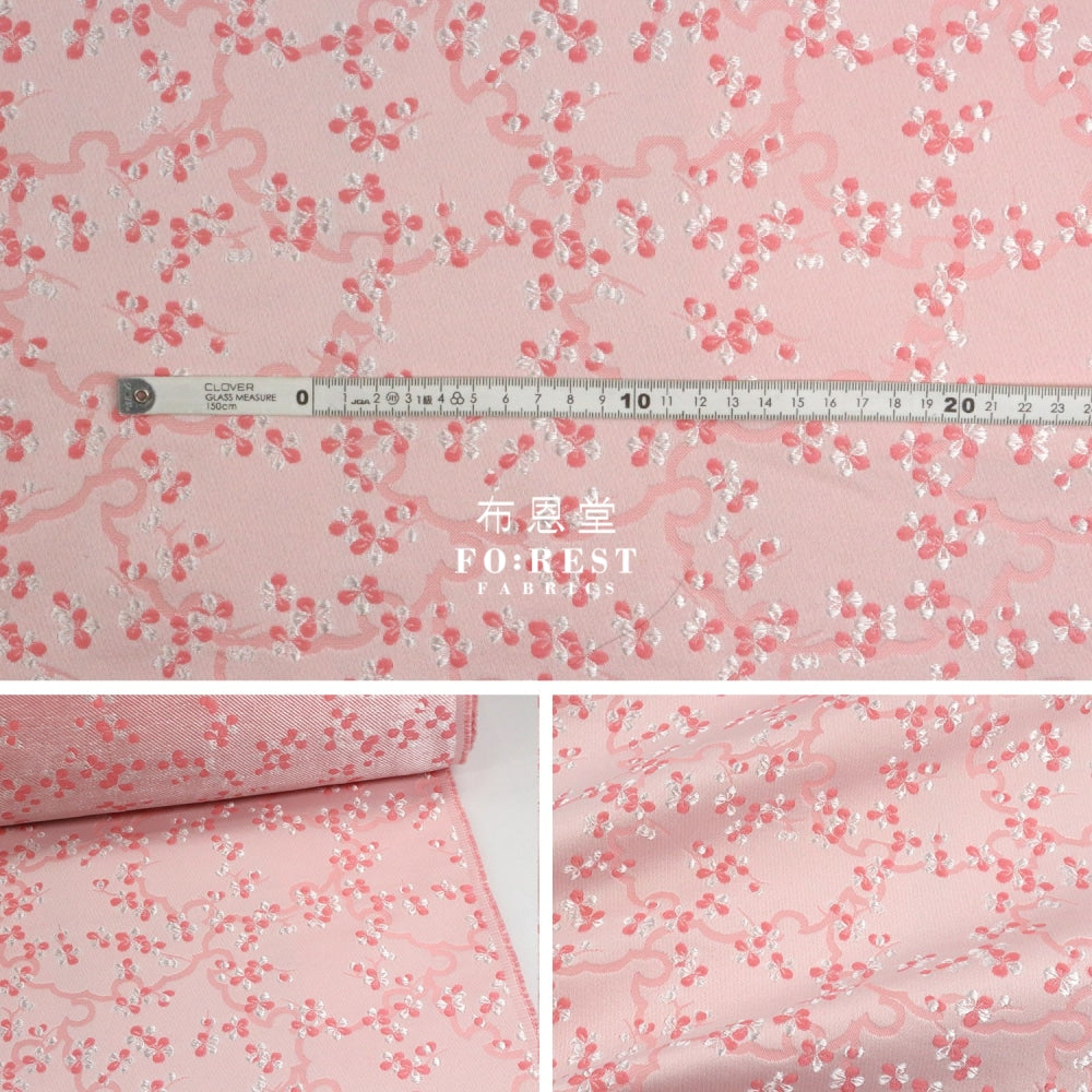 Gold Brocade - Snow Flower Fabric Pink Polyester