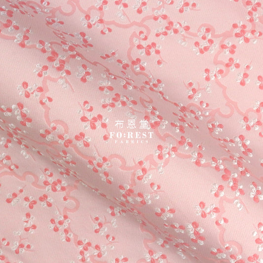 Gold Brocade - Snow Flower Fabric Pink Polyester