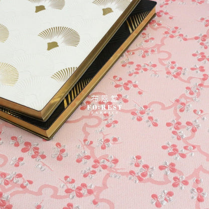 Gold Brocade - Snow Flower fabric Pink - FO:REST Fabric 布恩堂Liberty fabrictana lawnjapanese fabricykk zipper