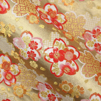 Gold Brocade - Snow sakura fabric Gold - FO:REST Fabric 布恩堂Liberty fabrictana lawnjapanese fabricykk zipper