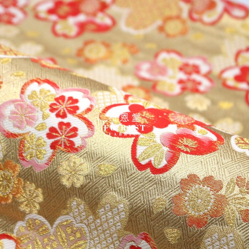 Gold Brocade - Snow sakura fabric Gold - FO:REST Fabric 布恩堂Liberty fabrictana lawnjapanese fabricykk zipper