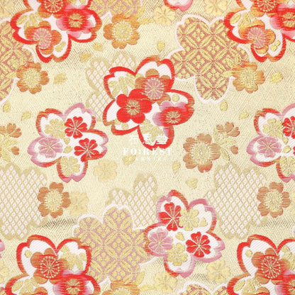Gold Brocade - Snow Sakura Fabric Polyester