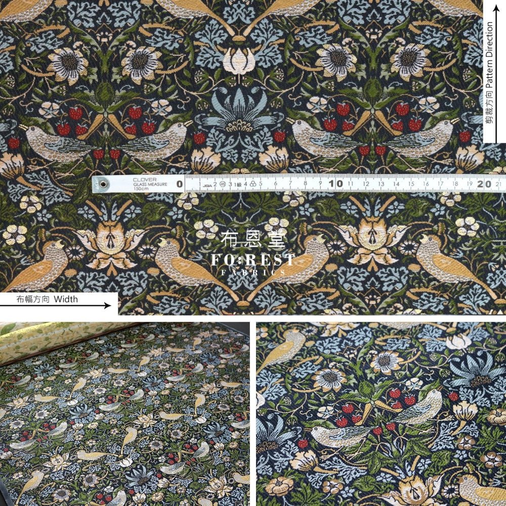 Gold Brocade - Strawberry thief fabric - FO:REST Fabric 布恩堂Liberty fabrictana lawnjapanese fabricykk zipper