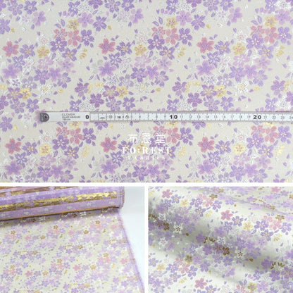 Gold Brocade - sweet Sakura fabric Purple - FO:REST Fabric 布恩堂Liberty fabrictana lawnjapanese fabricykk zipper