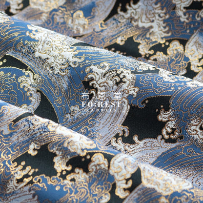 Gold Brocade - The Great Wave Fabric Polyester