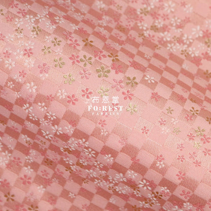 Gold Brocade - Tiny Flower Fabric Pink Polyester