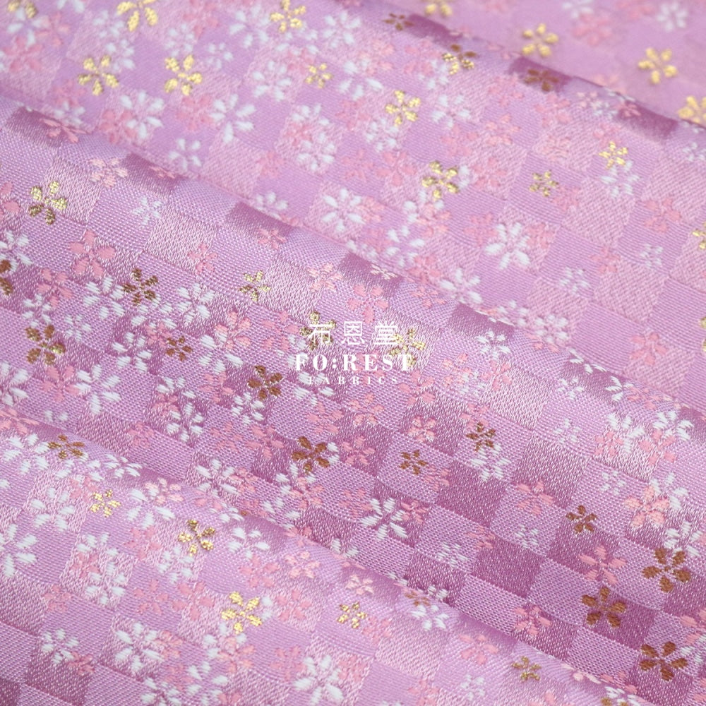 Gold Brocade - Tiny Flower Fabric Purple Polyester