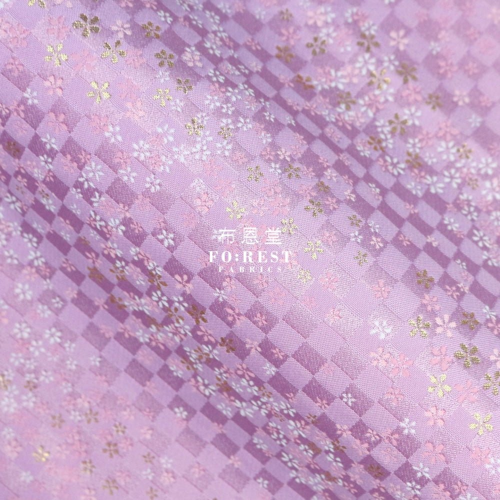 Gold Brocade - Tiny Flower grid fabric Purple - FO:REST Fabric 布恩堂Liberty fabrictana lawnjapanese fabricykk zipper