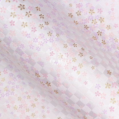 Gold Brocade - Tiny Flower grid fabric white - FO:REST Fabric 布恩堂Liberty fabrictana lawnjapanese fabricykk zipper