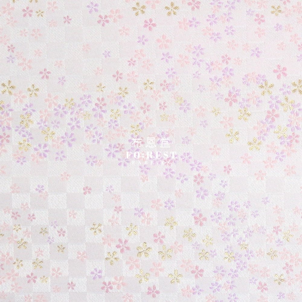 Gold Brocade - Tiny Flower grid fabric white - FO:REST Fabric 布恩堂Liberty fabrictana lawnjapanese fabricykk zipper