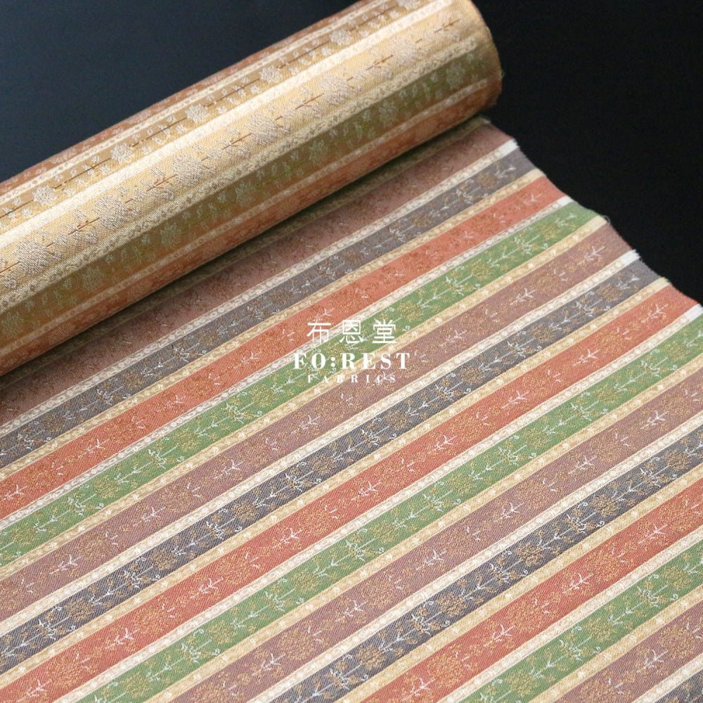 Gold Brocade - Tradition strip fabric - FO:REST Fabric 布恩堂Liberty fabrictana lawnjapanese fabricykk zipper