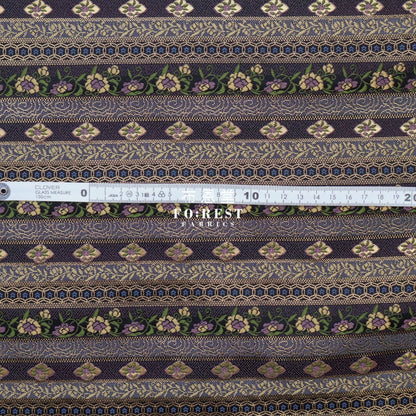 Gold Brocade - Tradition Strip Flower Fabric Polyester
