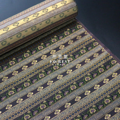 Gold Brocade - Tradition strip flower fabric - FO:REST Fabric 布恩堂Liberty fabrictana lawnjapanese fabricykk zipper